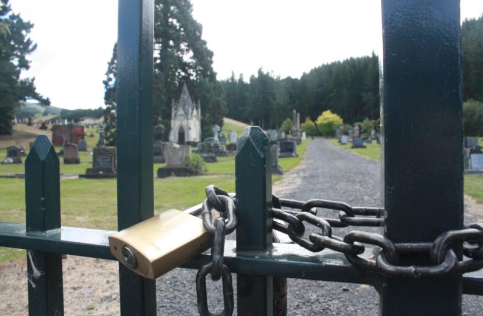 The padlock on the gates of the West Taieri Cemetery is soon to be taken off after the Mosgiel...