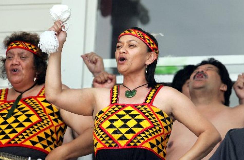 The Patea Maori Club performs 'Poi E' at the 2008 Bushy Park festival in Wanganui. Photo by the...