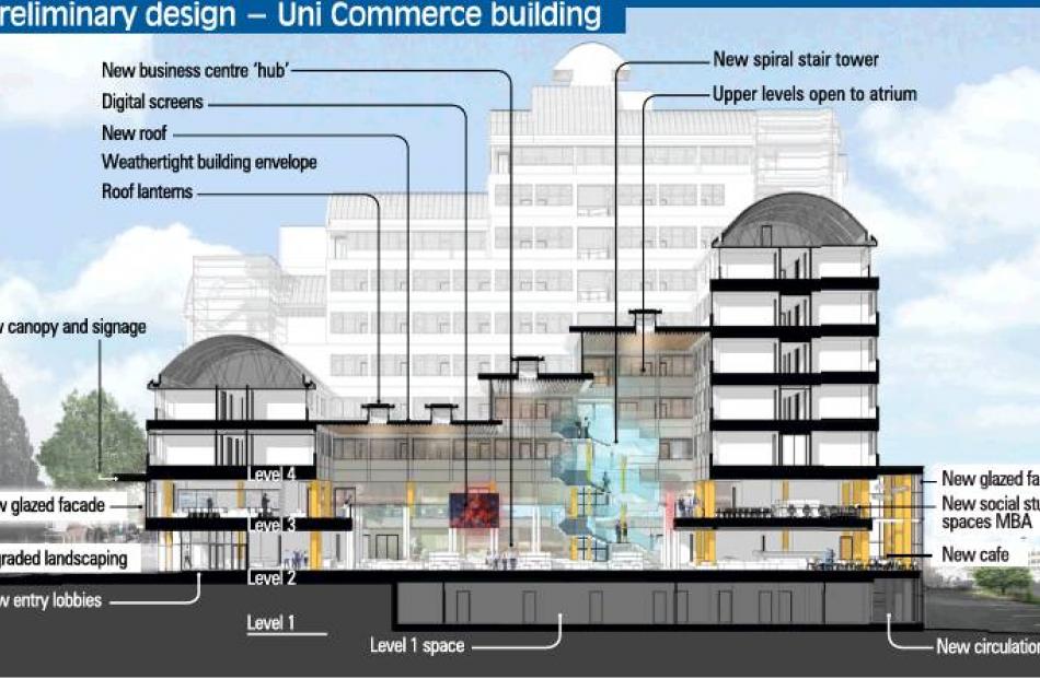 The preliminary design for the redeveloped Commerce Building. Graphic: Mason and Wales Architects...