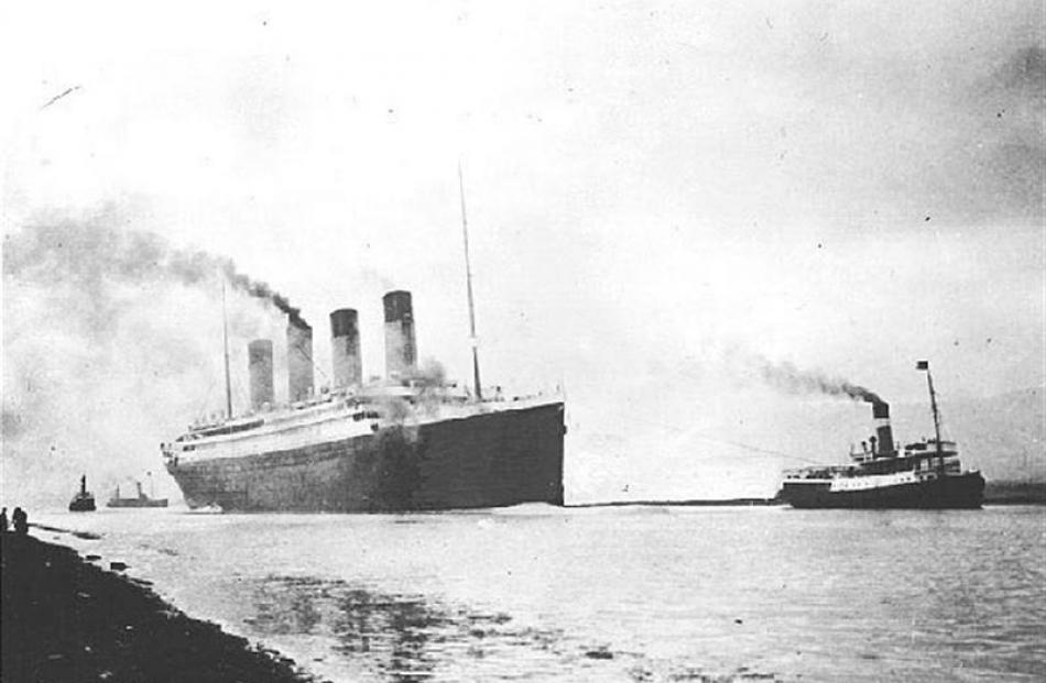 The RMS Titanic beginning a day of sea trials, April 2, 1912. Photo from Wikimedia Commons.