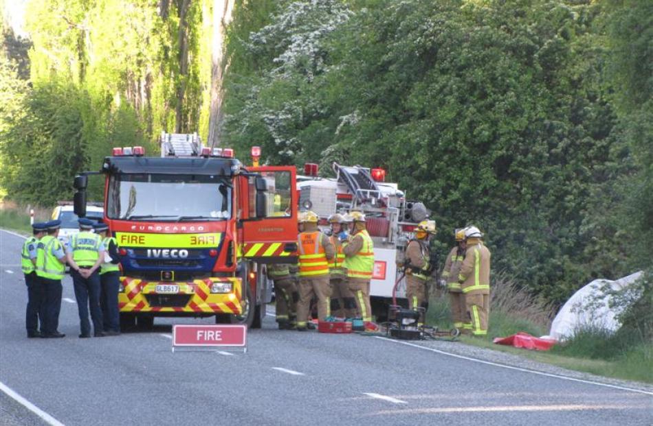 The scene of a fatal car accident on Malaghans Rd,  yesterday morning.  Photo by Tracey Roxburgh
