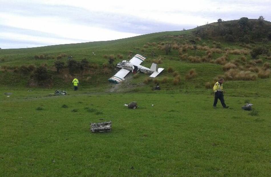 The scene of the plane crash near Mt Linton Rd, Western Southland. Photo by John Hogg.