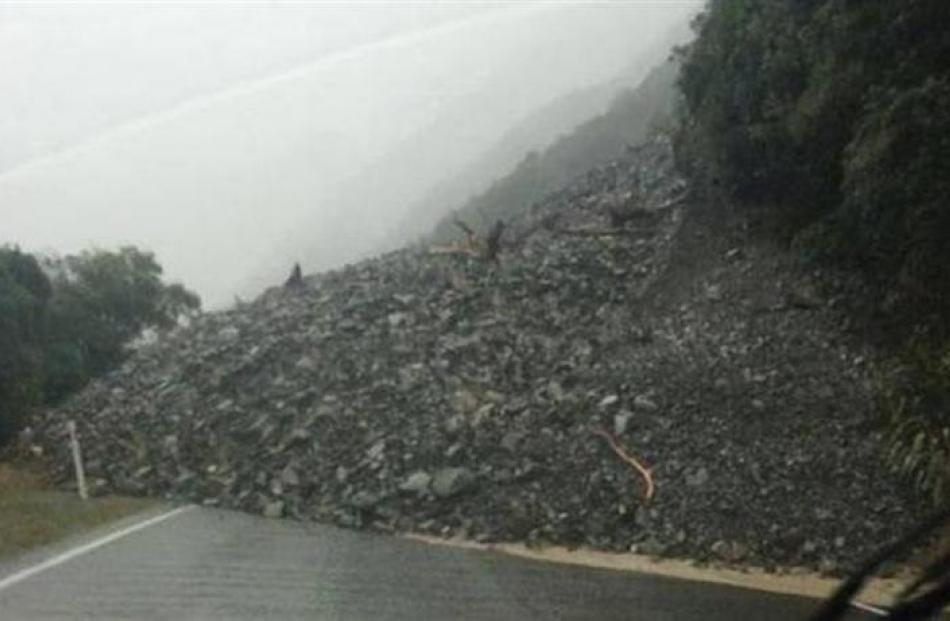 The slip on State Highway 73, at Otira. Photo by One News.