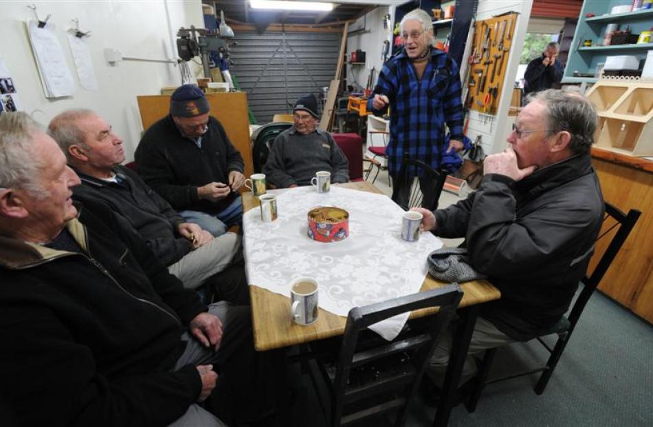 The South Dunedin 'blokes' talk politics and projects. From left, John Hesketh, George Munro,...