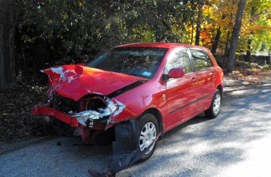 The two cars involved in yesterday's crash at Arrow Junction. The driver of the Ford at left was...