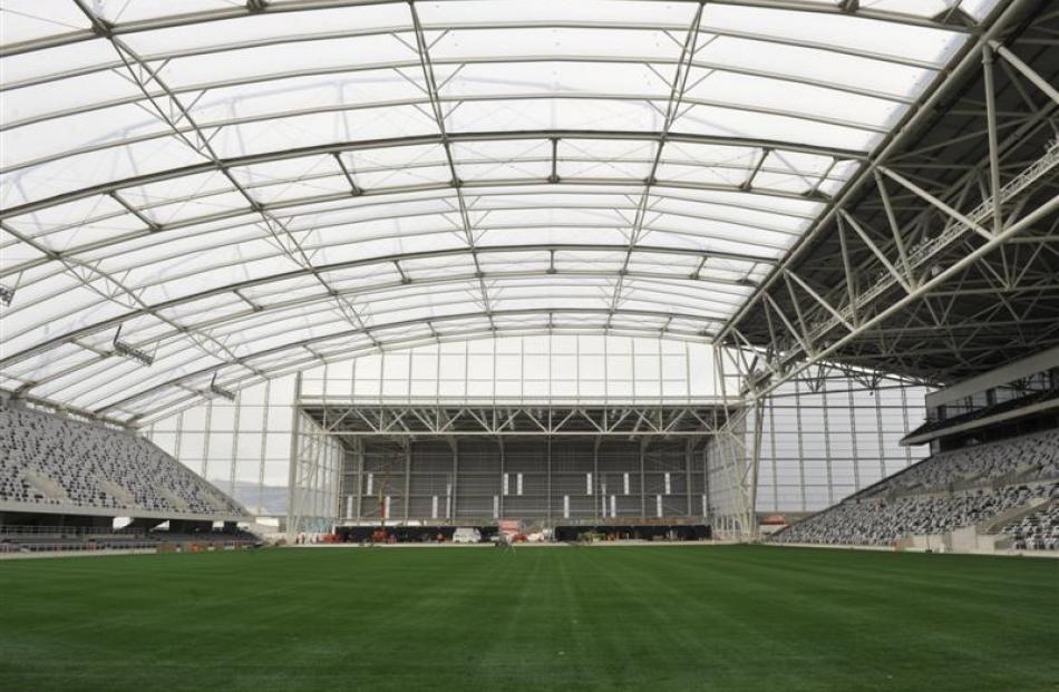 The view from the stadium's western end  with the south stand to the right and the north  to the...