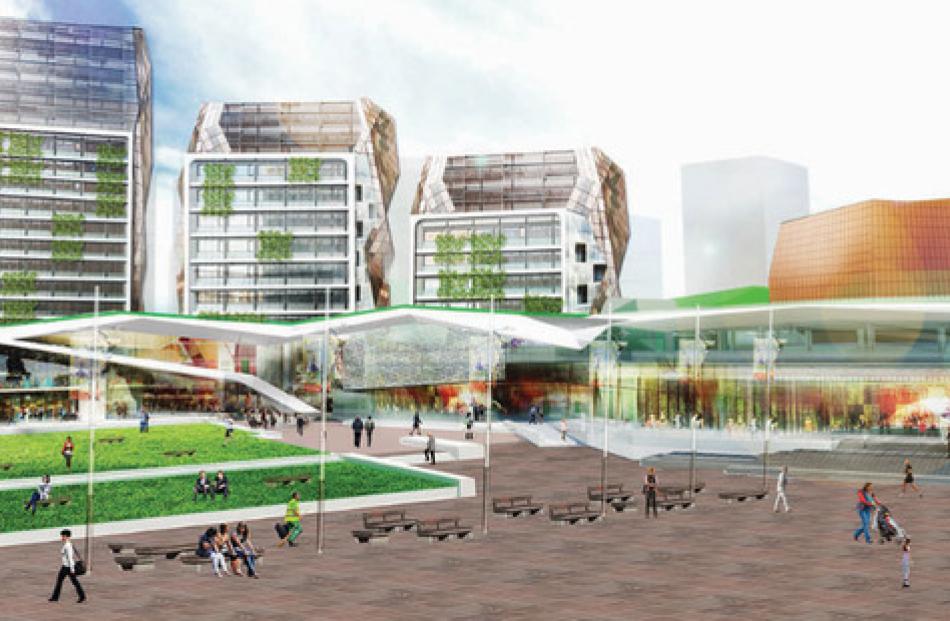 The view of a revamped Aotea Square with the former Civic building demolished and several other...