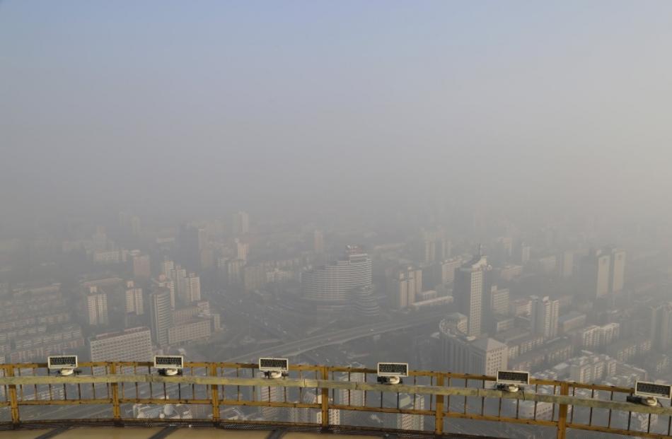 The view of Beijing from the China Central Radio and Television Tower on Sunday. Photo: Reuters