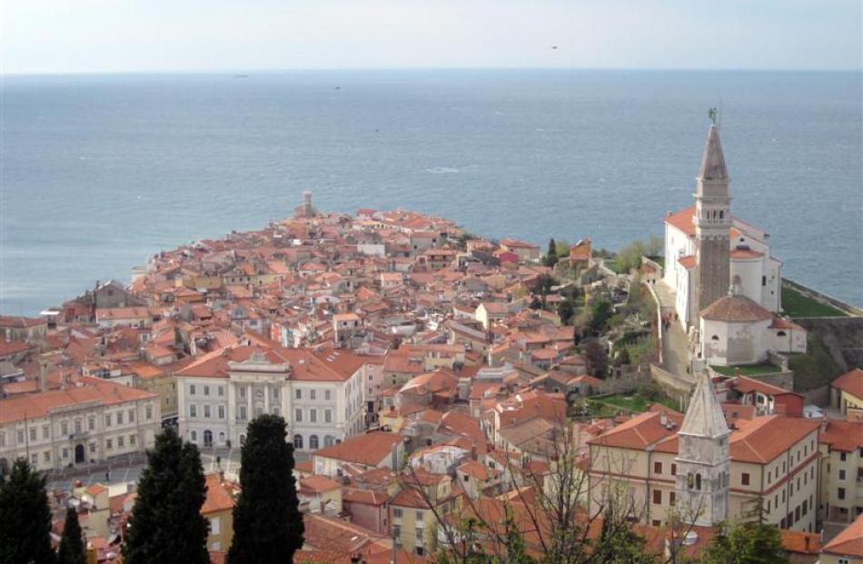 The walled city of Piran juts into the Adriatic like the prow of a ship. Photos by Diana Noonan.