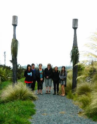 The weavers stand by their completed task. From left: Suzi Flack, Bronwyn Lowe, Phyllis Smith,...