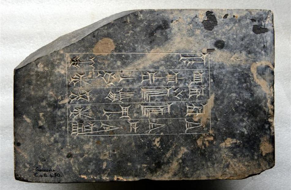 This ancient stone inscription at the Otago Museum is one of only five of its kind known...