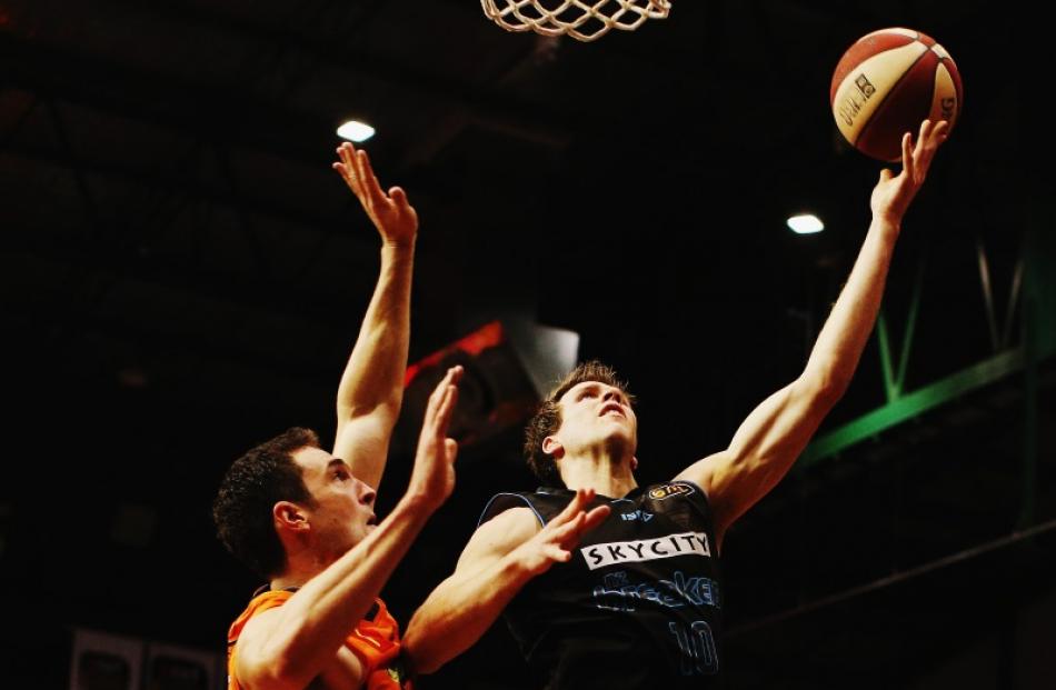 Thomas Abercrombie of the Breakers lays the ball up during game two of the NBL Grand Final series...