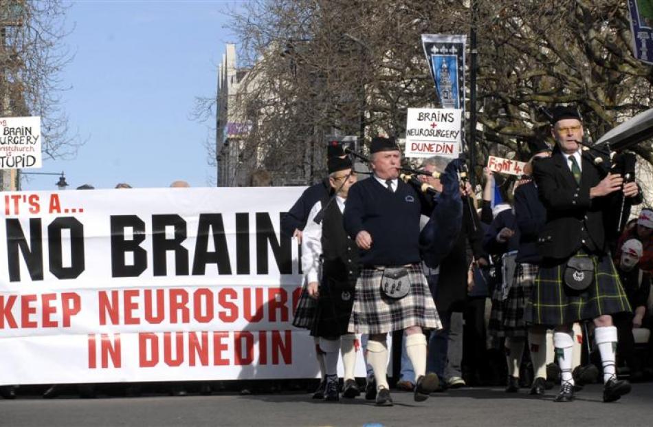 Thousands of people took part in the Keep Neurosurgery in Dunedin march down George St last year....