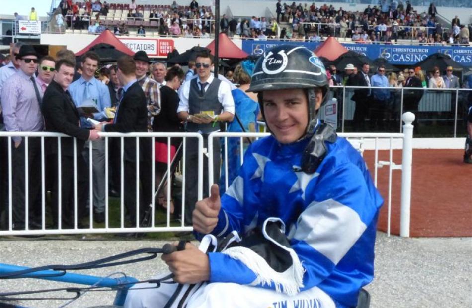 Tim Williams cannot wipe the grin off his face after winning the group 1 Sires' Stakes final with...