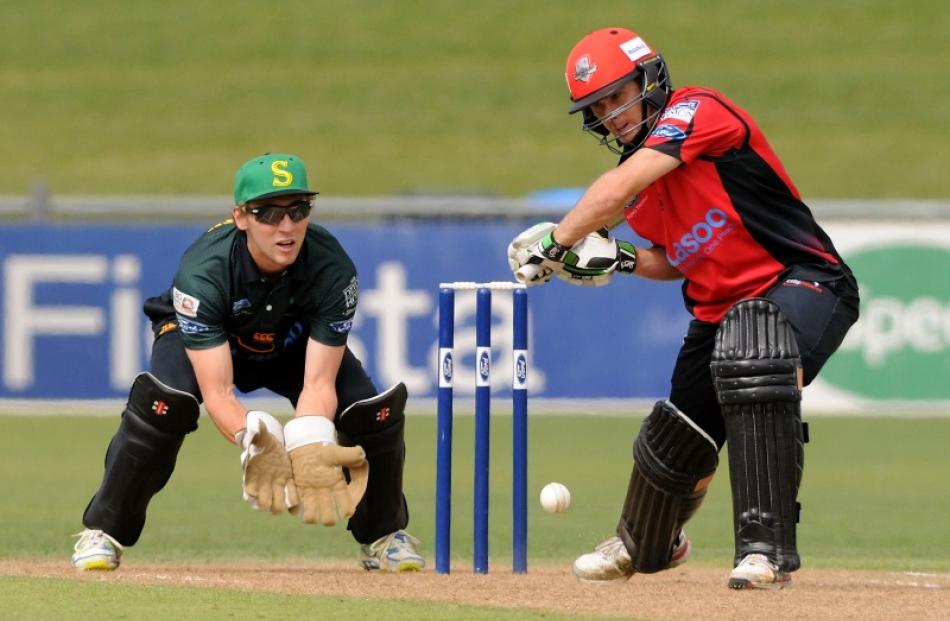Todd Astle in action with the bat for Canterbury against Central Districts. Photo: Getty Images