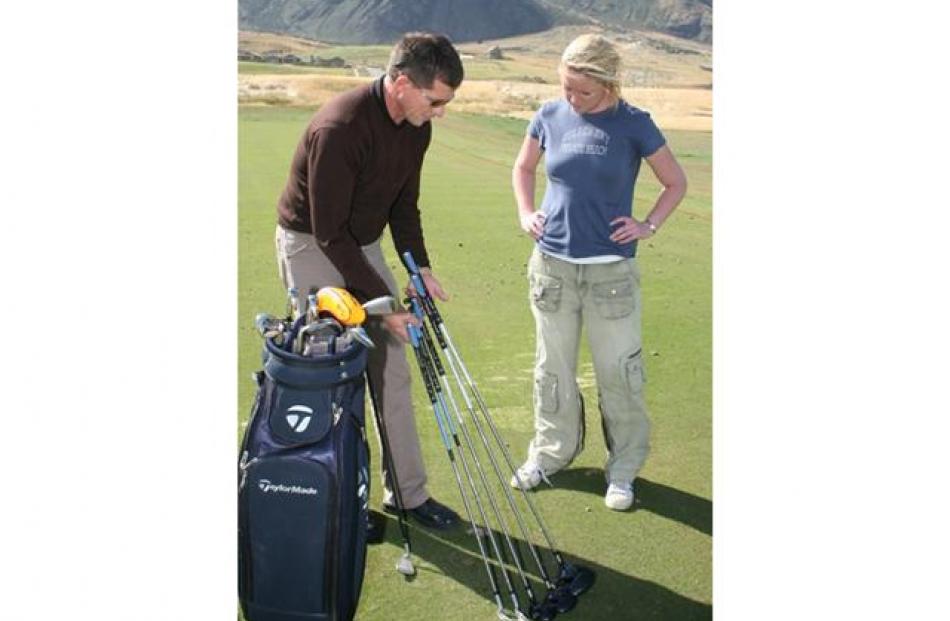 Tracey Roxburgh's golf lesson with John Griffin begins.