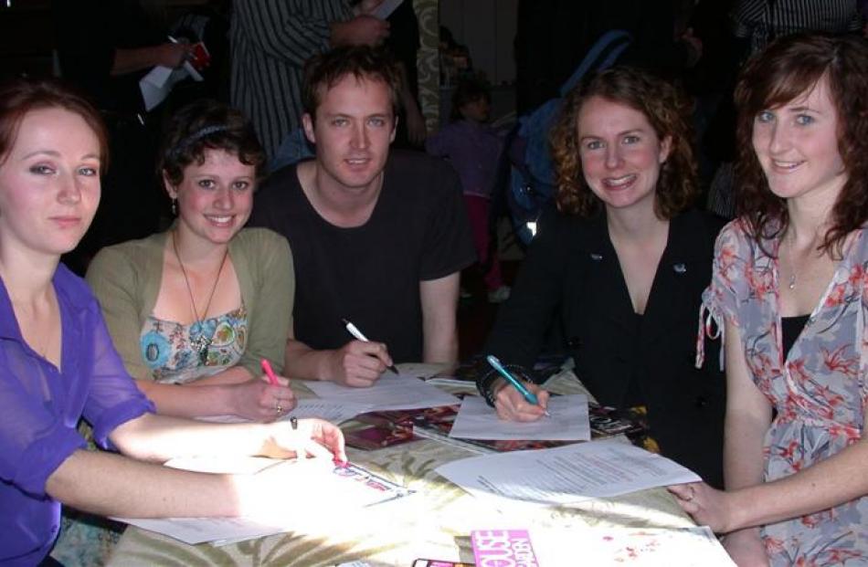 Trying out for extras for 'The Hobbit' at a casting call in Oamaru yesterday were (from left)...