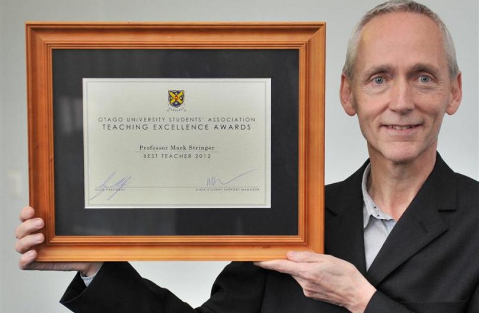 University of Otago award-winner for top lecturer, Prof Mark Stringer. Photo by Jane Dawber.