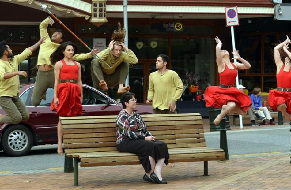 University of Otago history student Lea Doughty takes centre stage in the Octagon as New Zealand...