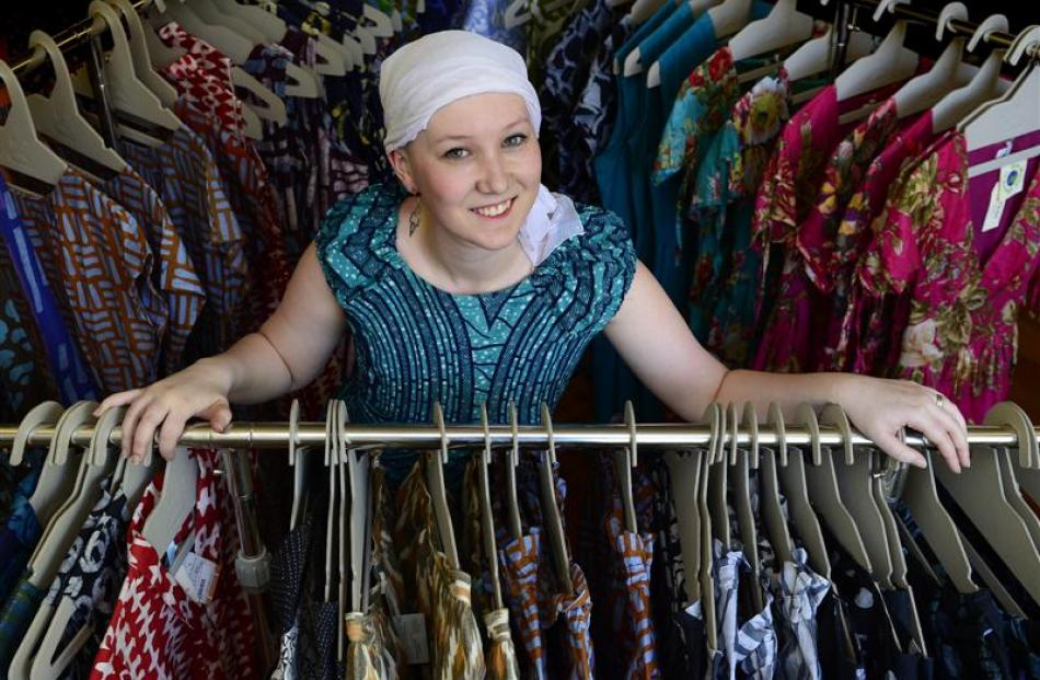 University of Otago student Susan Wardell wears East African clothing in her Dunedin boutique...
