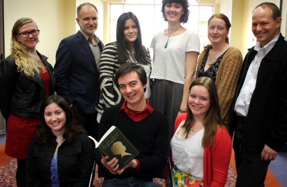 University of Otago students and their tutors involved in the In her Hand publication. Back row ...