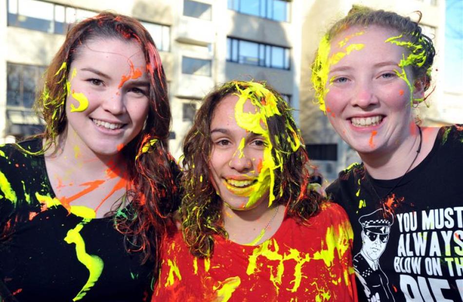 University of Otago  students (from left) Katie Single, Jemela Bourne and Bridget Thayer prepare...