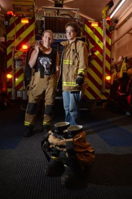 University of Otago students Tessa Stewart  and Casey Davies at the Ravensbourne Fire Station....