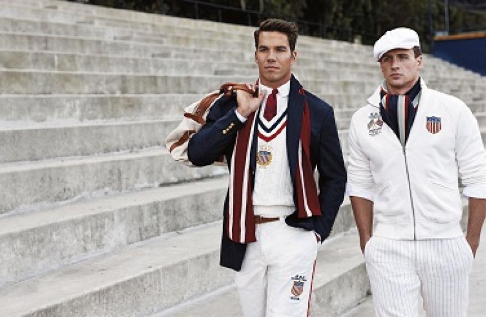 US Olympic athletes rower Giuseppe Lanzone and swimmer Ryan Lochte are pictured wearing the 2012...