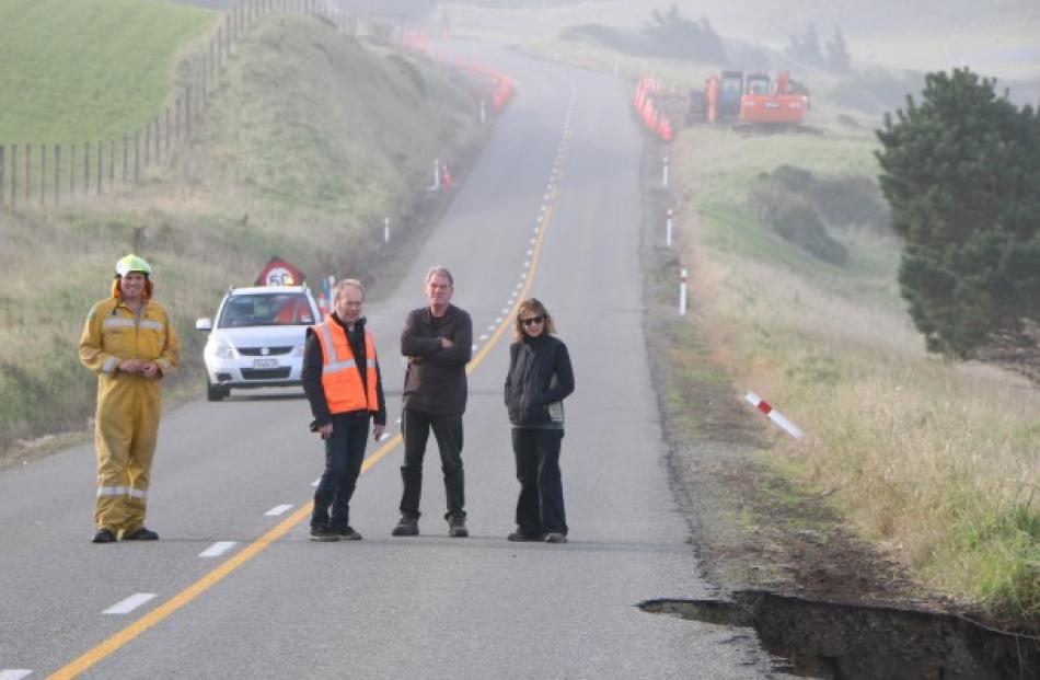 Waitaki District Council and Kakanui Rural Fire representatives assess the part of Beach Rd which...