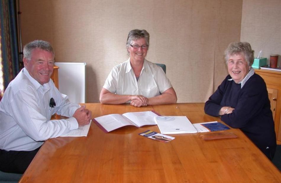 Waitaki Safer Community Trust co-ordinator Derek Beveridge (left), trust chairwoman Marian Shore ...