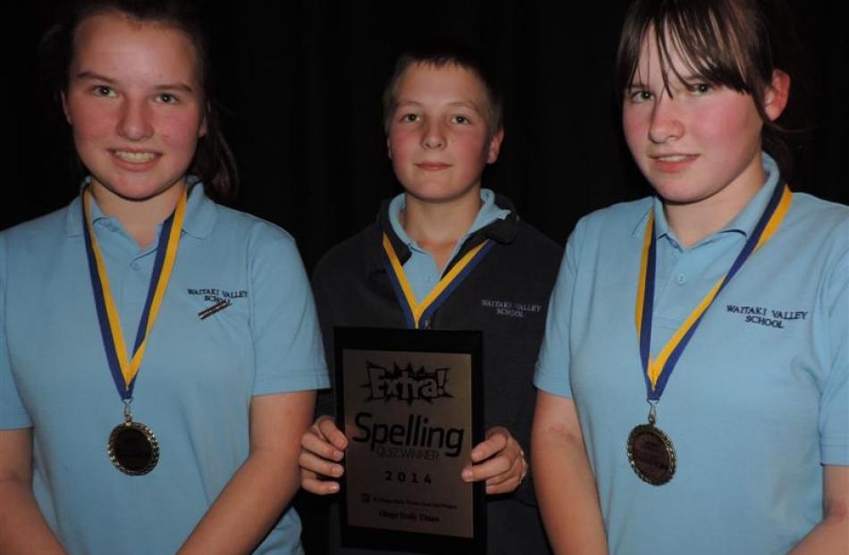 Waitaki Valley School pupils and triplets (from left) Olivia, Ben and Kate Paton (12) won the...