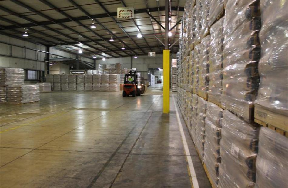 Warehoused milk powder, at Fonterra's plant at Edendale, in Southland. Photo by ODT.