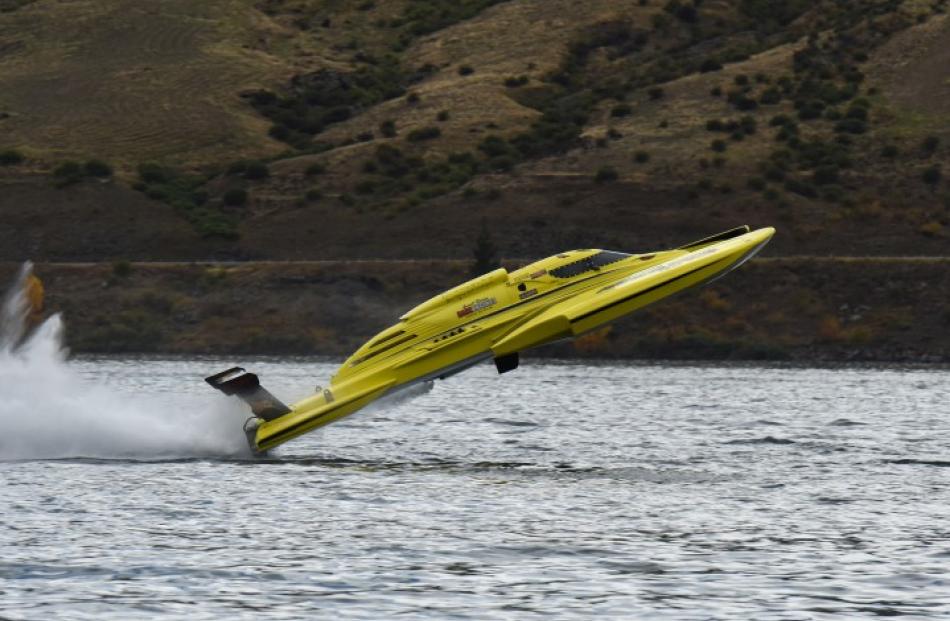 Warwick Lupton escaped unharmed after somersaulting during the powerboat nationals on Lake...