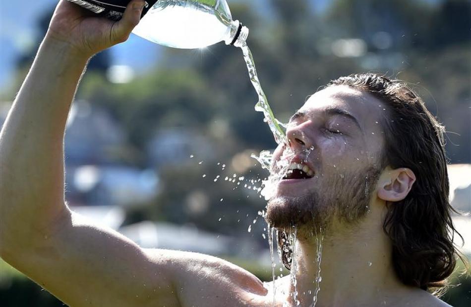 Who  can really blame University of Otago student Eddie Palmer (18, top) for  wanting to cool off...