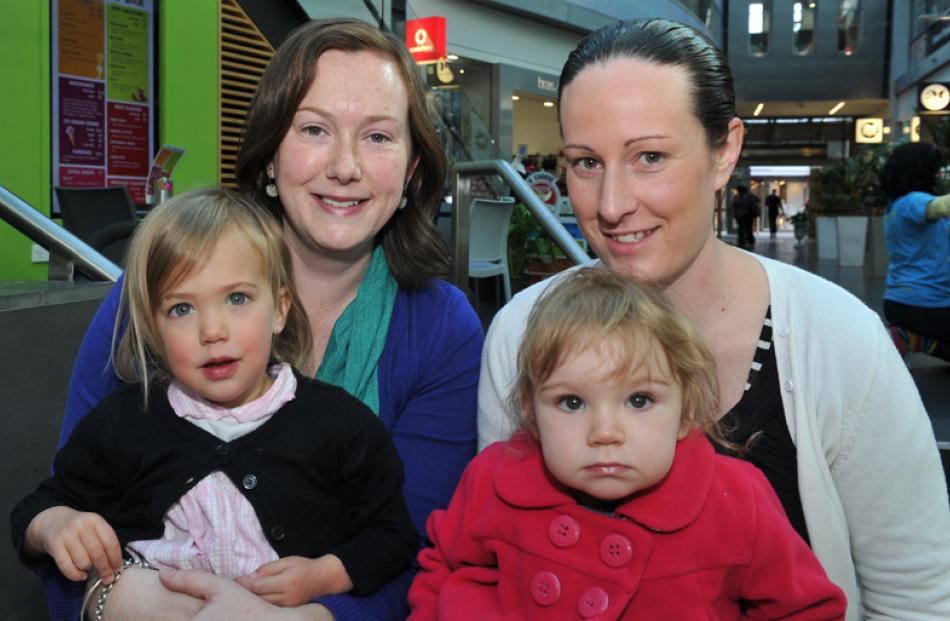 Emma (2) and Kerry Bristow, of Dunedin, and Meila (16 months) and Katrina Reid, of Dunedin.