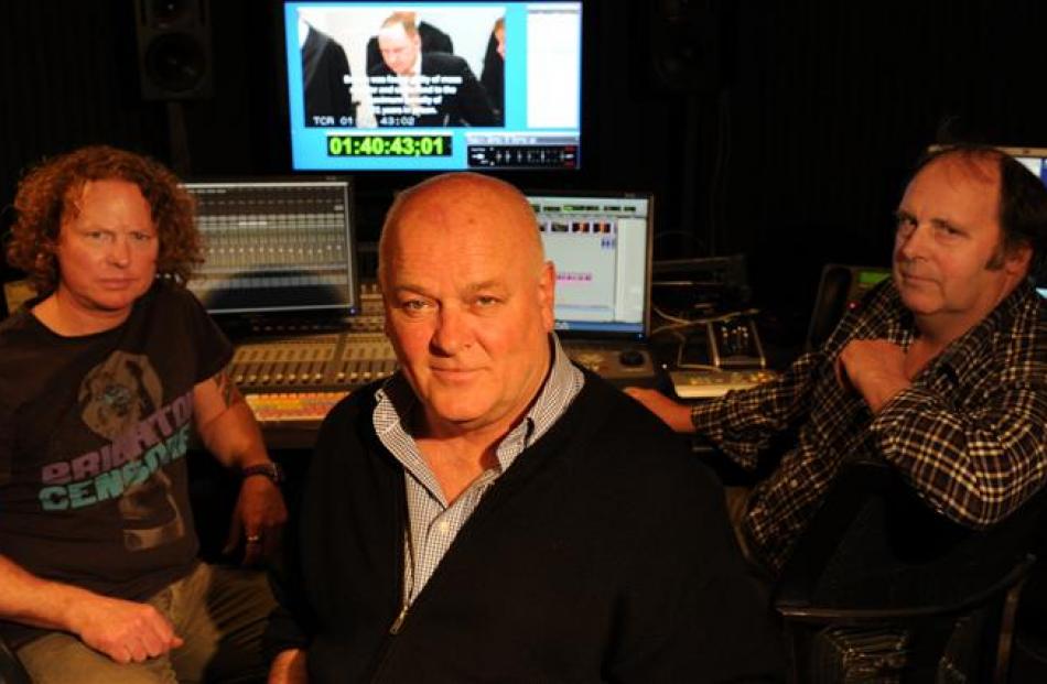 Working on the 100th episode of I Survived for A&E TV are (from left) NHNZ editor Mark Orton,...