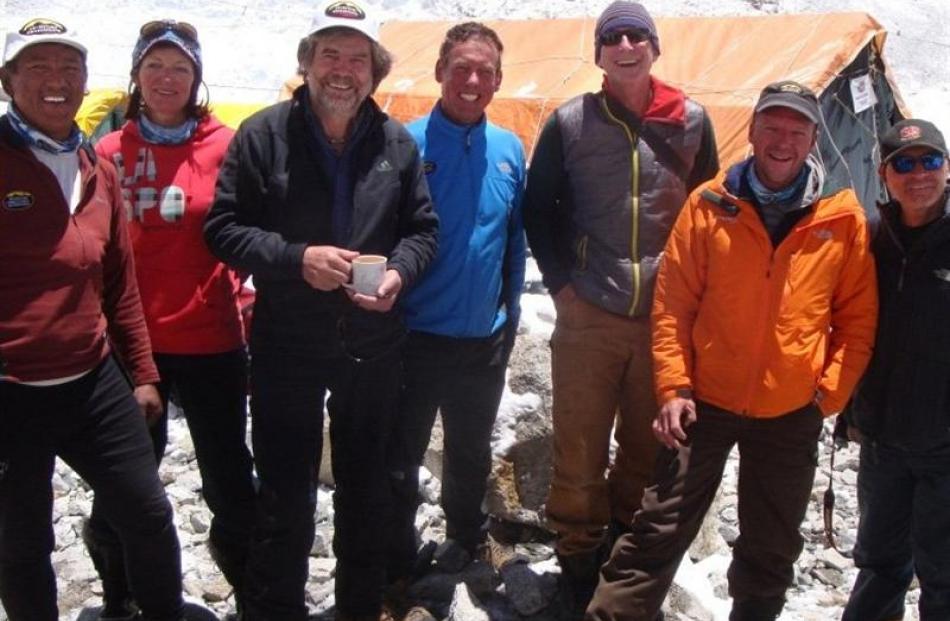 World-renowned German climber Reinhold Messner (third from left) with Adventure Consultants...