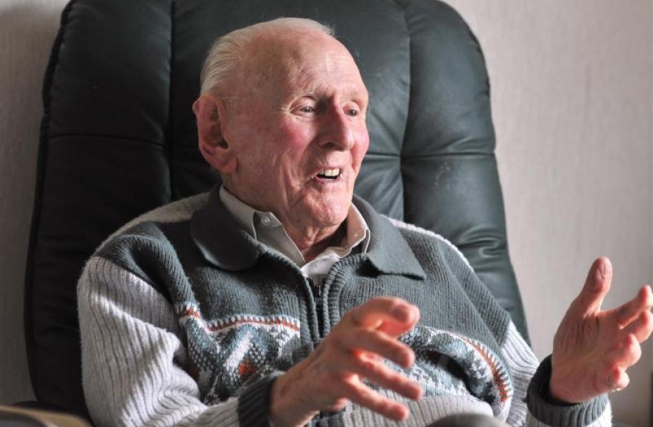 World War 2 veteran Gerald Huntley talks about his time in the military, at his Mosgiel home.