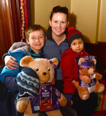 Zarnya Bordoloi, of Dunedin, with Hayden (11) and Kobe (22 months).