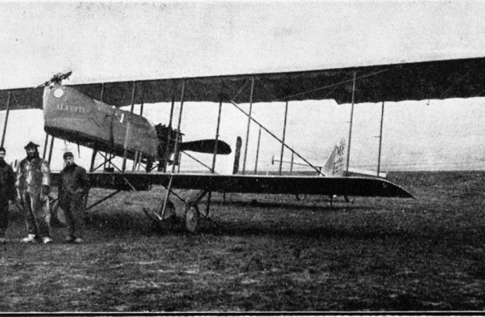 A Maurice Farman biplane armed with a machine gun, returning from an  observation flight in...