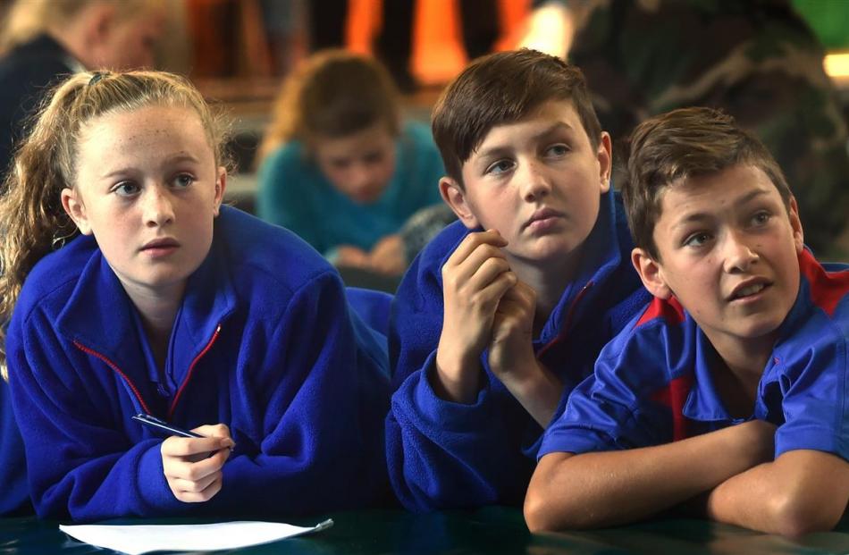 Abbotsford School pupils Kaitlyn Marsh (11), George Clark (12) and Charlie Clough (11)...