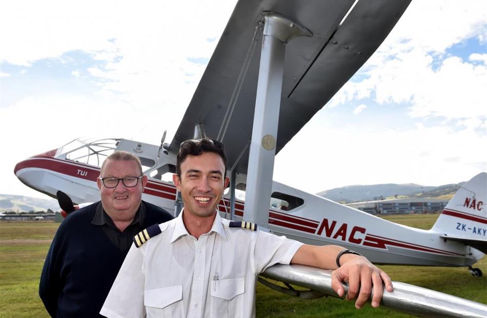 Croydon Aviation Heritage Trust quality assurance manager Phil Kean (left) and pilot Jordan Kean,...