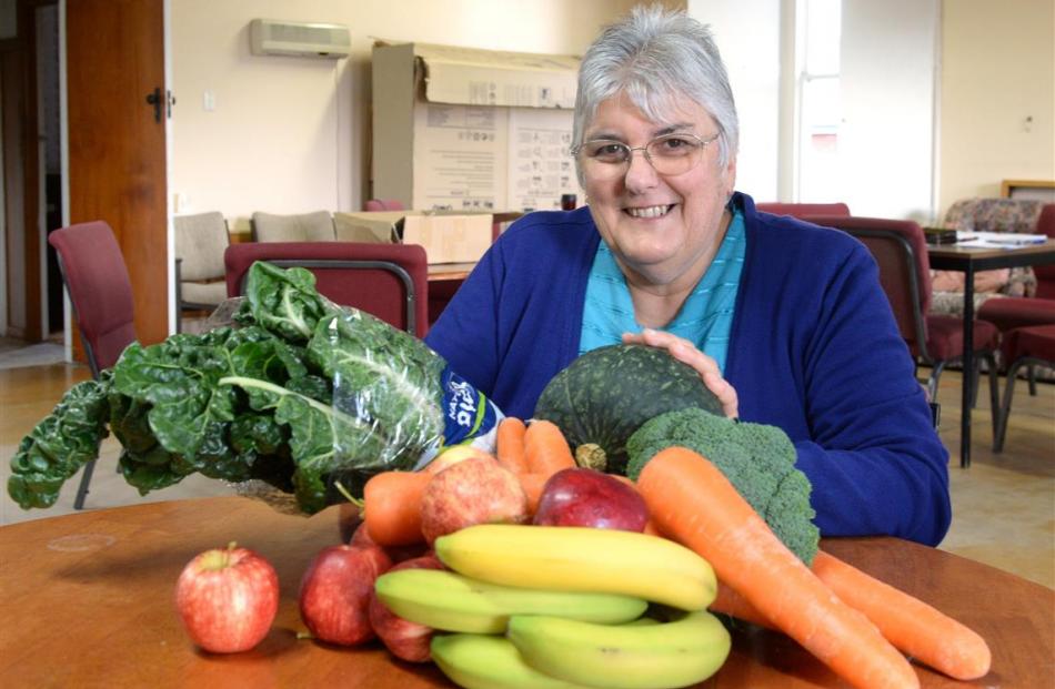 Fruit and vegetable-buying co-operative Mosgiel co-ordinator Margaret McConnachie with some of...