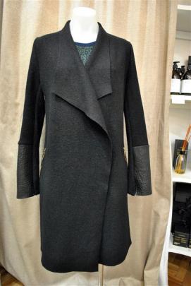 Perriam Roaming jacket, 100% merino wool, leather cuffs, $579, at Charmaine Reveley & Co, Dunedin.