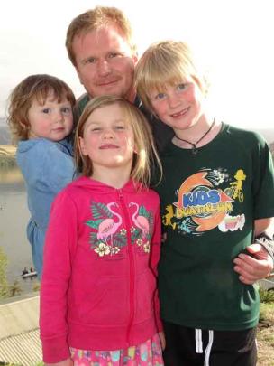 Hilton Miller, of Queenstown, with Addisyn (2), Taylah (5) and Noah (7) Miller.