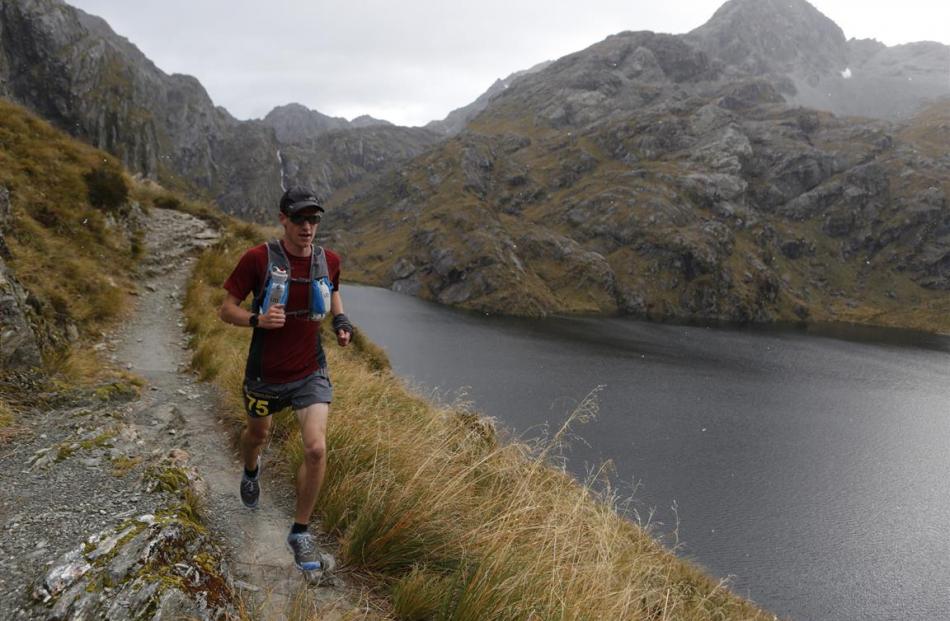 Queenstown's Hywel Dinnick secures his second win yesterday at the annual Routeburn Classic....