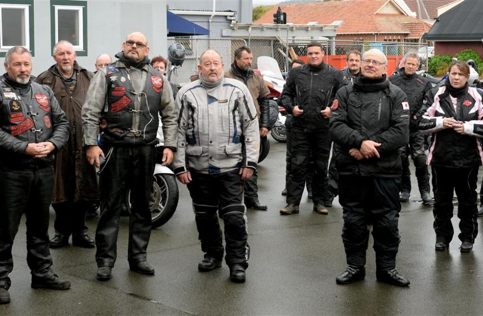 Some of the about 30 motorcyclists ready to leave Montecillo Veterans’ Home and Hospital on the...