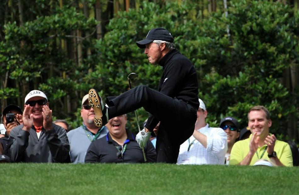 Three-time Masters winner Gary Player sank one of nine aces during the Par 3 contest. Photo Getty