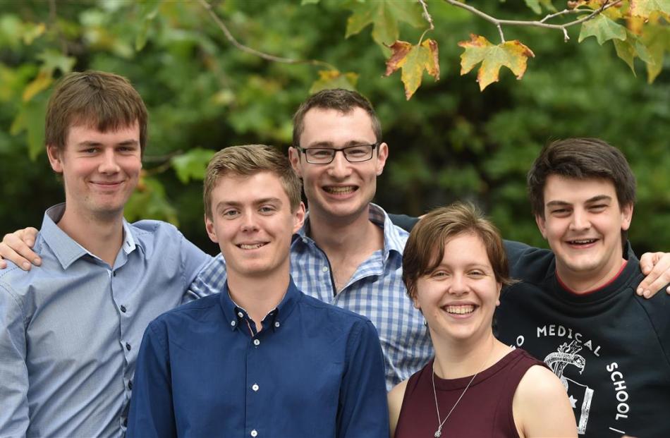 University of Otago Medical School scholarship recipients (from left) William Muller (21), Luke...