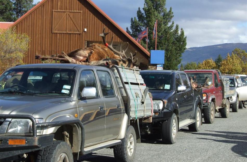 Utes queue up to get their loads weighed in as the three-day contest drew to a close yesterday....